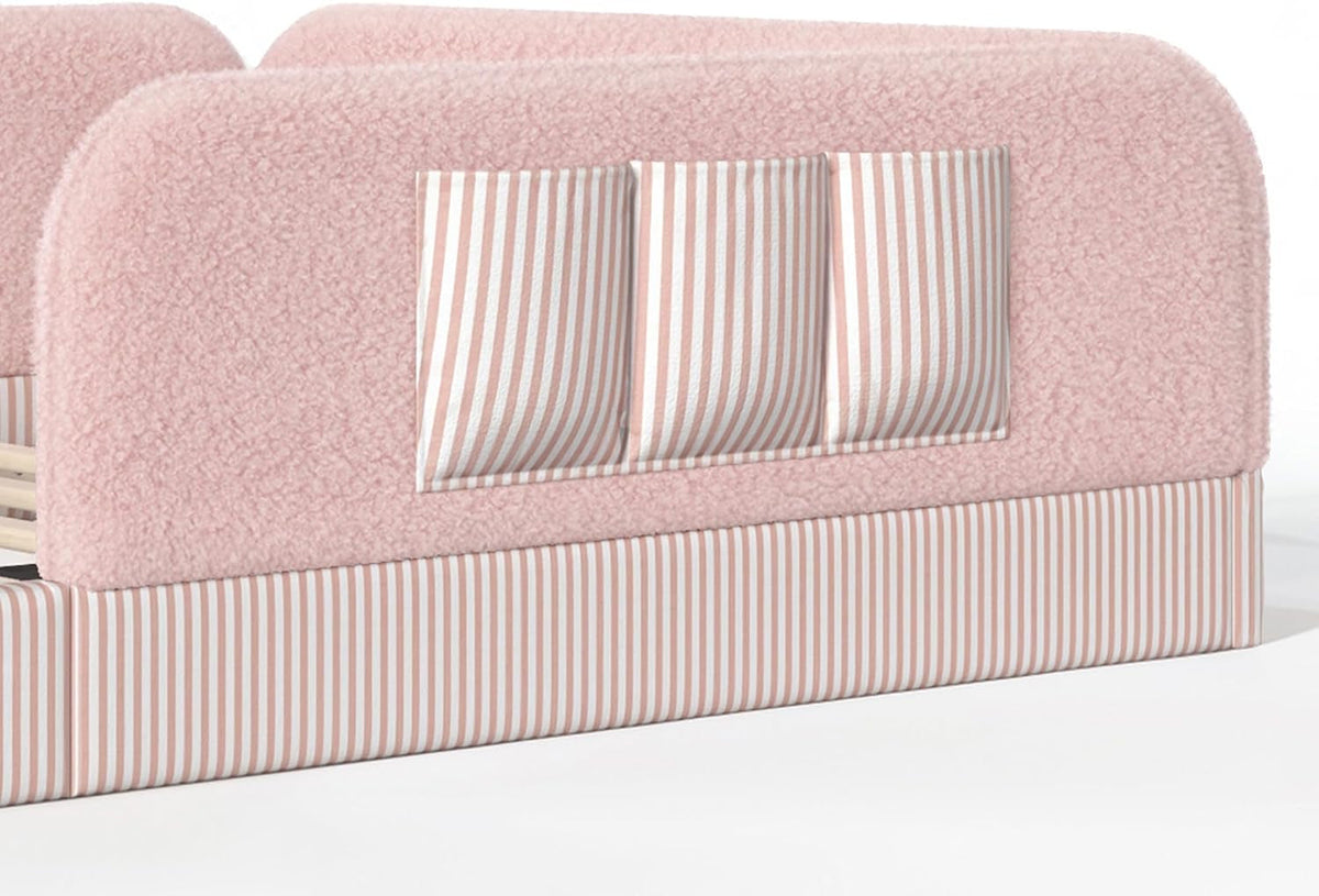 queen-upholstered-floor-bed-with-slats-and-guardrail-side-storage-pocket-teddy-pink