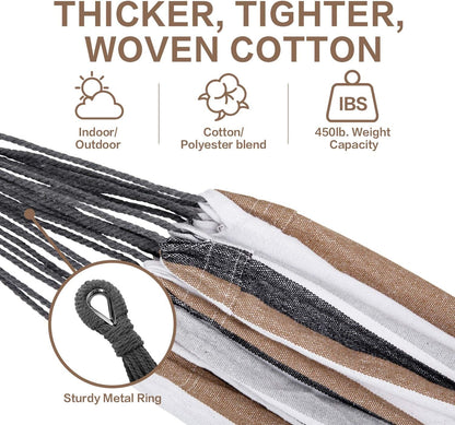 Double Hammock with Stand for Outside, Heavy-Duty, Portable (Coffee) | 450 Lbs, 9FT, Space Saving, 2 Person, Heavy-Duty Steel Frame, Easy Assembly, Indoor Outdoor Patio4