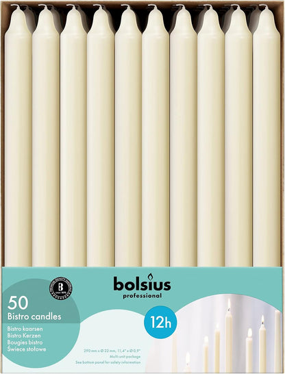 Ivory Candlesticks Bulk Pack 50 Count - Unscented Dripless 11.5 Inch Household & Dinner Candle Set - 12+ Hours - Premium European Quality - Consistent Smokeless Flame - 100% Cotton Wick8