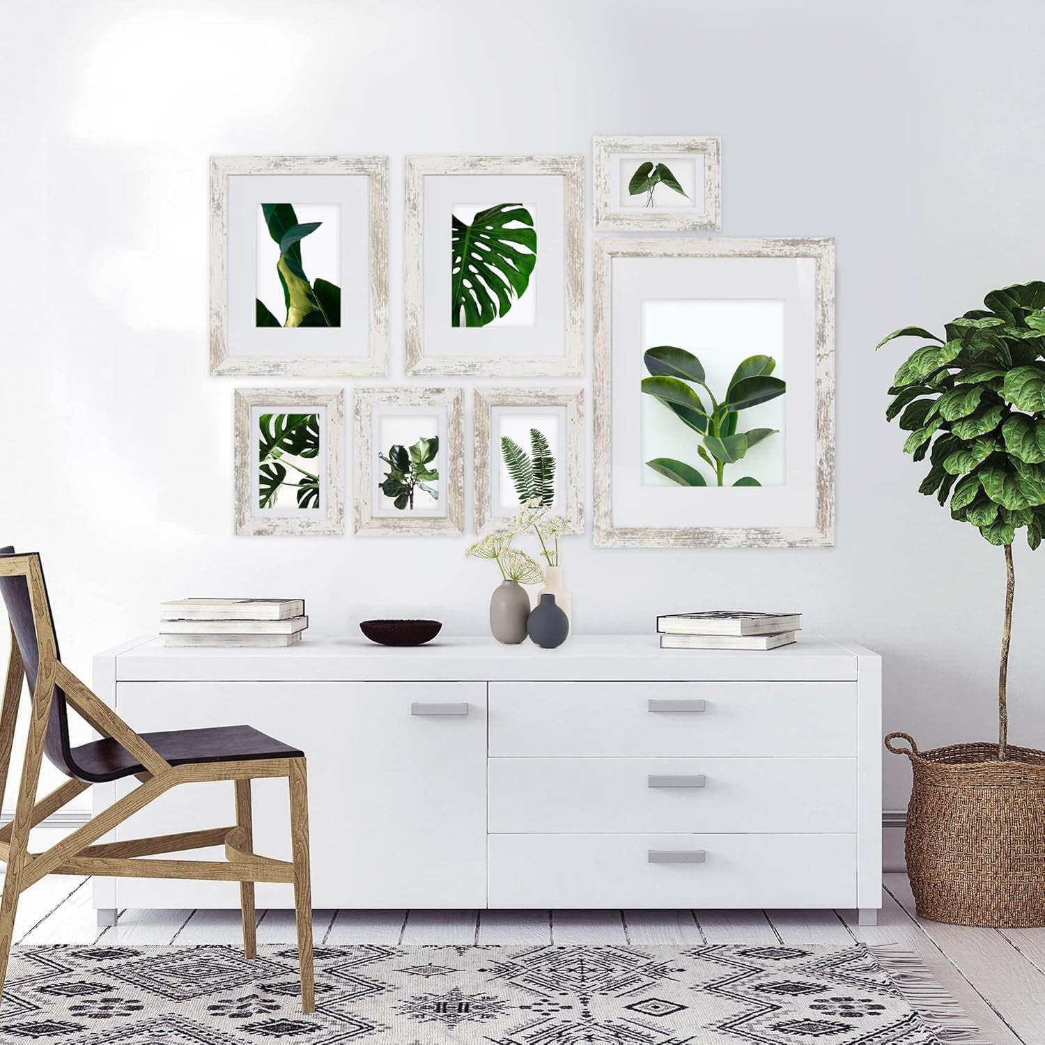 5x7-picture-frame-set-of-2-made-of-real-glass-and-distressed-white-wooden-frame-display-pictures-4x6-with-mat-or-5x7-without-mat-5-by-7-photo-frame-for-wall-or-tabletop-display