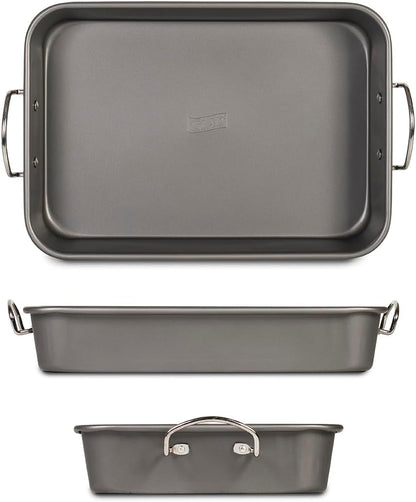 Roasting Pan Nonstick 11X15 - Heavy Duty Metal Bakeware Dish with Rack - Large Oven Roaster Tray for Baking Turkey, Chicken, and Veggies3