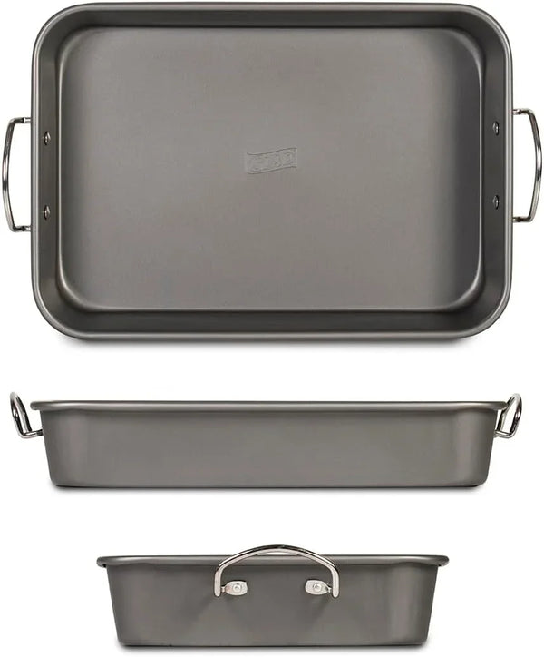 Roasting Pan Nonstick 11X15 - Heavy Duty Metal Bakeware Dish with Rack - Large Oven Roaster Tray for Baking Turkey, Chicken, and Veggies3