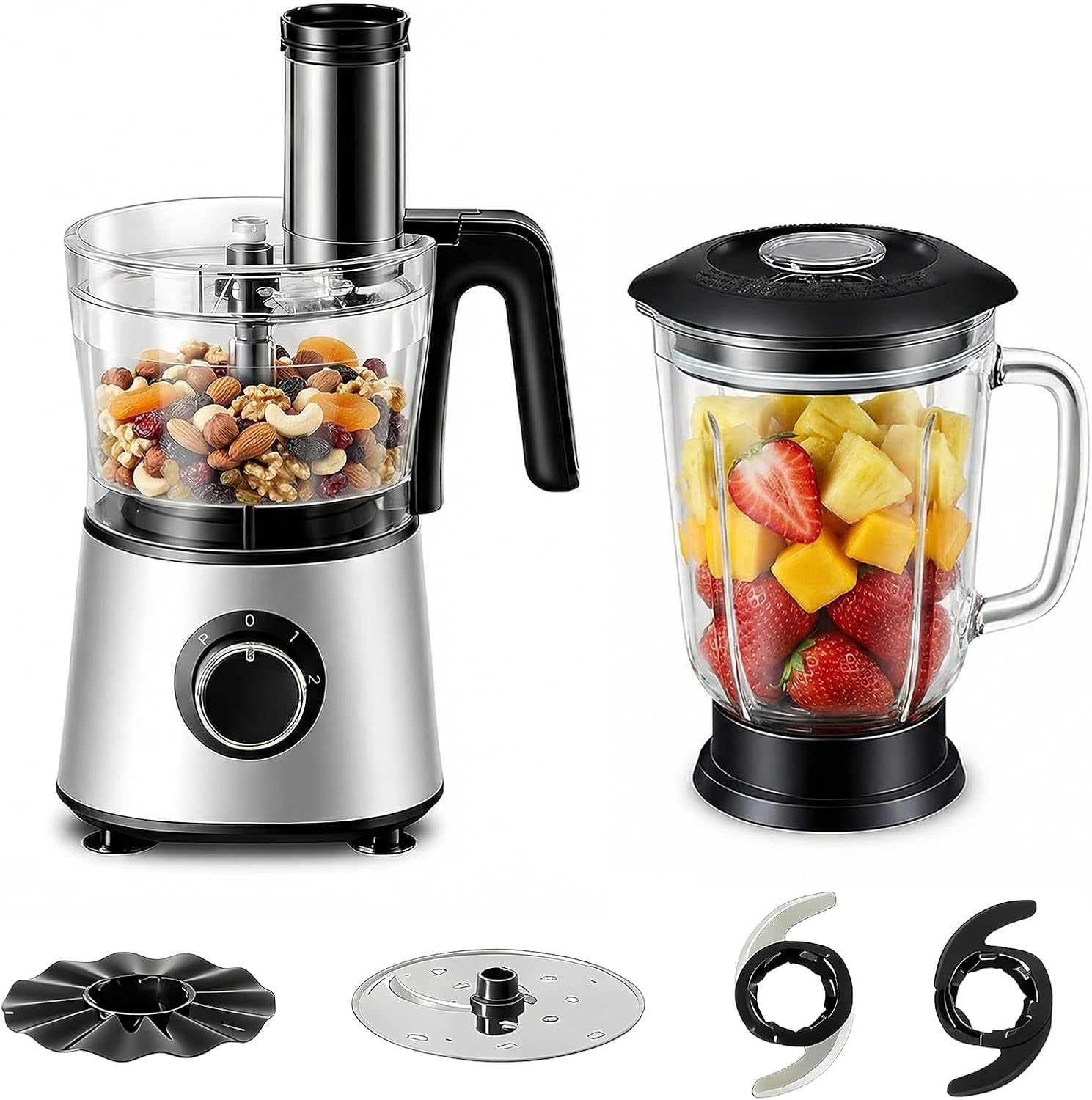 1-5l-food-processor-electric-food-chopper-2-cups-for-meat-vegetables-dough-puree-shredding-blending-2-adjustable-speeds-sharp-blades-safety-lock-silver