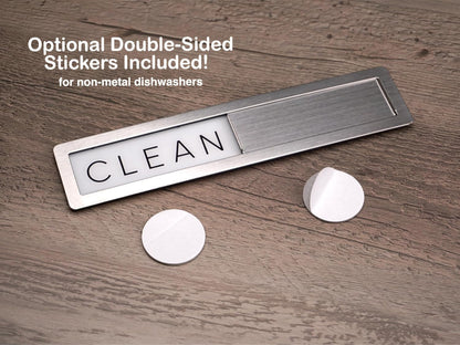 Stainless Steel Dishwasher Magnet Clean Dirty Sign - Premium Magnetic Signs That Say Clean/Dirty - Optional Sticker Adhesive for Non-Metal Surface Dish Washers - Black & White Minimalistic Style5