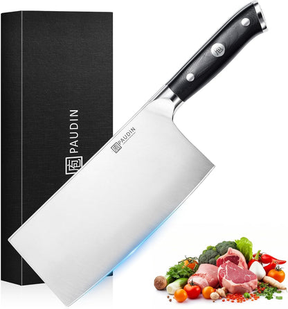 Cleaver Knife 7 Inch, Razor Sharp Chinese Chef Knife Dishwasher Safe, German High Carbon Steel Vegetable Cleaver with G10 Handle, Meat Slicing Slicer, Daily Meal Prep for Home and Restaurant1