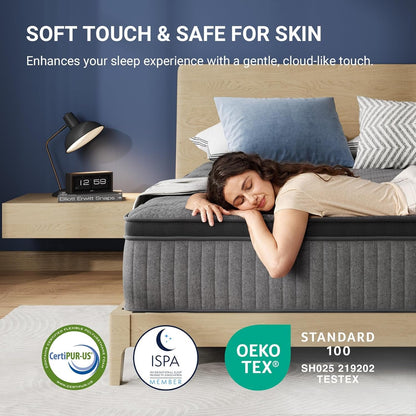 10 Inch Twin Size Mattress, Medium Firm Hybrid Mattress in a Box | Smarts Coil Pocket Spring, Gel Memory Foam for Cool Night Sleep, Motion Isolation, Pressure Relief, Certipur-Us Certified8