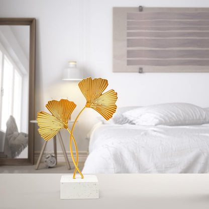 Metal Ginkgo Leaf Ornaments, Gold Ginkgo Leaf Desktop Decoration Sculpture, Modern Creative Home Décor Accents Statue for Office, Bedroom, Bookshelf5