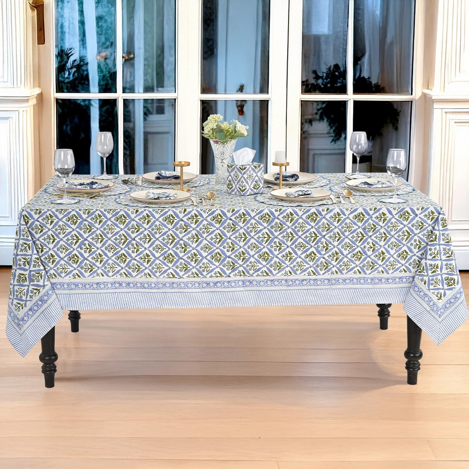 steel-blue-60x60-inches-square-100-cotton-hand-block-print-tablecloth-washable-halloween-thanksgiving-christmas-parties-wedding-use-fall-decor-farmhouse-dining-dinner-tablecloth