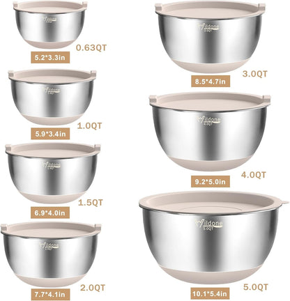 Mixing Bowls with Airtight Lids, Stainless Steel Nesting Bowls Set7