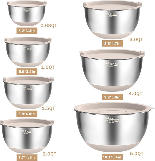Mixing Bowls with Airtight Lids, Stainless Steel Nesting Bowls Set7