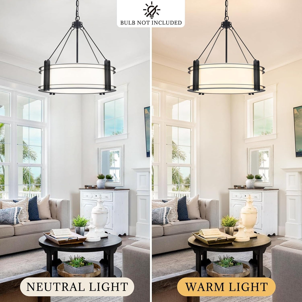 20-4-black-drum-chandelier-with-white-linen-fabric-shade