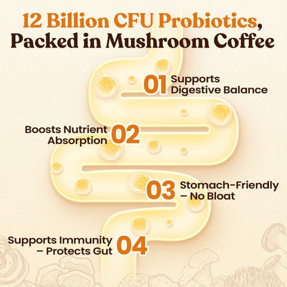 Mushroom Coffee, 12 Mushrooms, Focus & Digestion, 40 Servings | 12 Adaptogenic Mushrooms with Lion'S Mane, Cordyceps, Reishi, Turkey Tail, Ashwagandha & Probiotics, Low Caffeine & Calories6