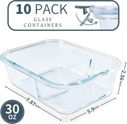 10 Packs 30Oz Glass Meal Prep Containers 2 Compartments2