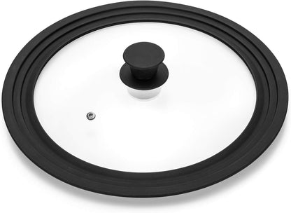 Universal Lid for Pots,Pans and Skillets - Tempered Glass with Heat Resistant Silicone Rim Fits 10.5", 11" and 12" Diameter Cookware,Black1