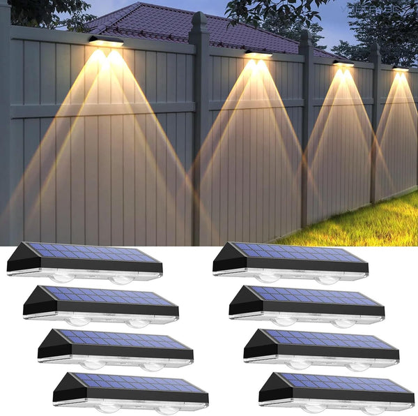Solar Fence Lights Outdoor, 2700/4000/6000K 3 Mode, 8-12H, Black, 8 Pack1