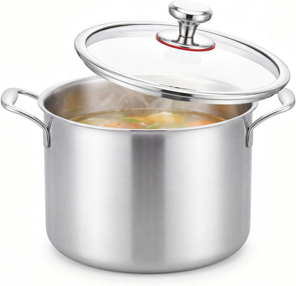 Ptaciow 7 Quart Titanium Soup Pot,Pure Healthy Titanium Pots for Cooking | No Coating Stock Pot with Lid Induction All Stovetops,Large Capacity Cooking Pot for Soup,Pasta Sturdy & Double Handle1