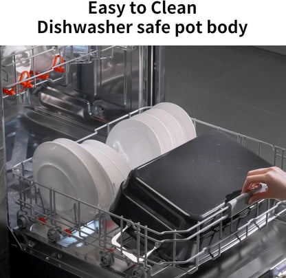 Slow Cooker 10 Quarts (2 X 5 Quarts) Pfoa-Free Ceramic Coating | Adjustable Temp Oven Safe to 450°F | Keep Warm Function for Large Family Gatherings (Includes Silicone Spoon)3