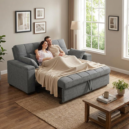 Convertible Sofa Bed 63.6'' 3 in 1 Sleeper Sofa Small Loveseat Couch2