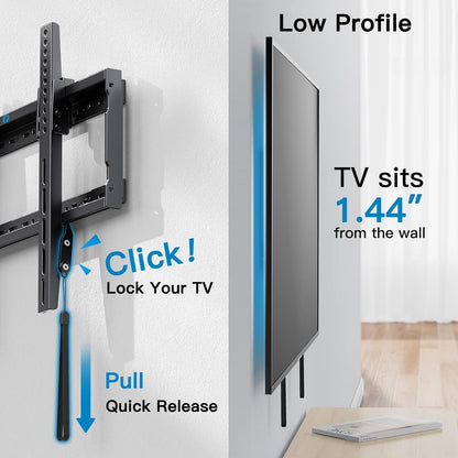 Tilt TV Wall Mount Bracket Low Profile for Most 37-90 Inch LED LCD OLED Plasma Flat Curved Tvs, Large Tilting Mount Fits 16"-24" Wood Studs Max VESA 600X400Mm Holds up to 132Lbs6