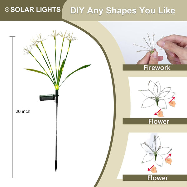 Solar Garden Lights Outdoor: 2-Pack DIY Yard Decor Warmwhite4