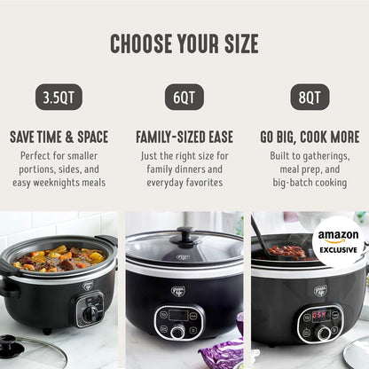 6QT Ceramic Nonstick Slow Cooker, Cooktop/Oven Safe, Black | Pfas-Free Nonstick Removeable Inner Pot, Dishwasher Safe Components, Programmable, Keep Warm, Delay Timer, Family Sized10