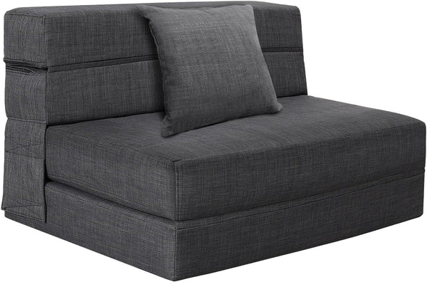 Fold Sofa Bed Couch Twin Size with Pillow Memory Foam Convertible Sleeper Chair Bed Futon Lazy for Living Room/Home Office/Guest Beds/Apartment/Upstairs Loft, Dark Gray1