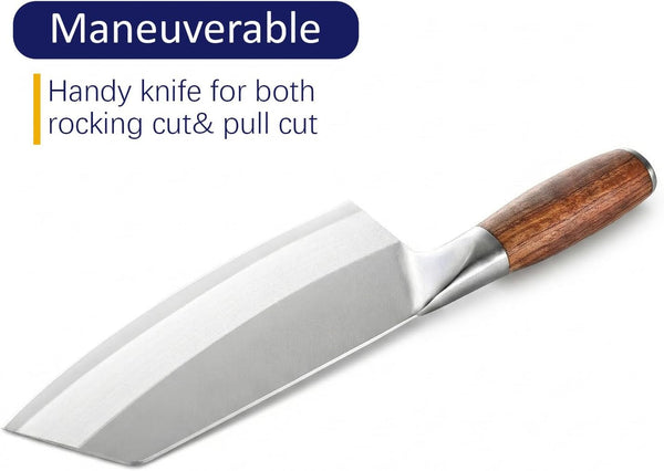 Meat Knife 7 Inch - High Carbon Stainless Steel Meat Cleaver & Slicer - Razor Sharp Kitchen Chopper with Ergonomic Wooden Handle4