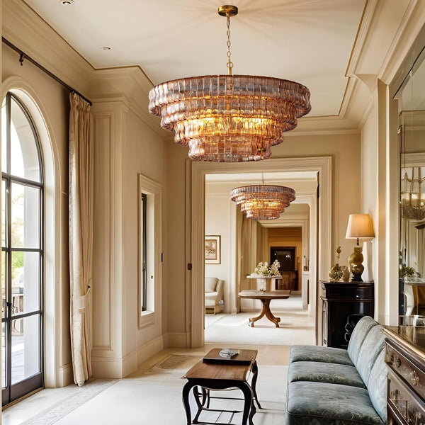 Large Chandelier, 36" Gold Chandelier for Dining Room, 6-Light round Drum Kitchen Island Hanging Light Fixture Perfect for Living Room, Bedroom,Kitchen, Foyer4