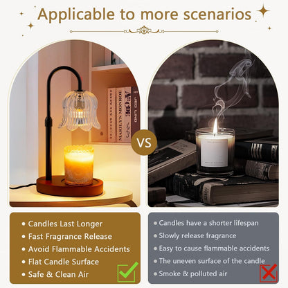 Candle Warmer Lamp Electric Timer - Candles Height Adjustable Dimmable Warmers Scented Flower Lamps No Flame Heat Warm Melt Wax Jar Modern Home Decor Table Lights for Home Living Bedroom5