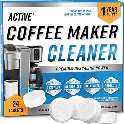 Coffee Machine Cleaner Descaler Tablets - 24 Count, Compatible with Nespresso, Keurig, Ninja, Delonghi, Miele, Coffee Maker Pot Descaling & Cleaning Tabs, Descale Drip Coffe and Espresso Machines1