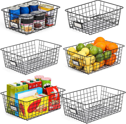 6 Pack Wire Baskets for Pantry Organization and Storage, Kitchen Organizer, 2 Xxlarge & 2 Xlarge & 2 Large8