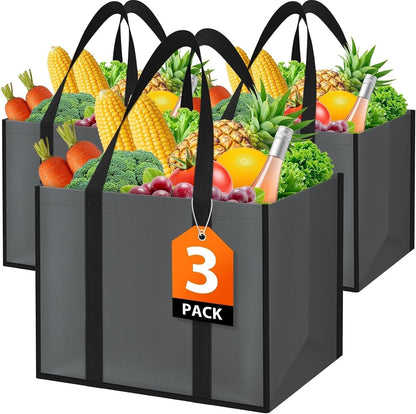 Reusable Grocery Bags, Foldable, Lasting Use, 35L, 3 Pack, Gray1