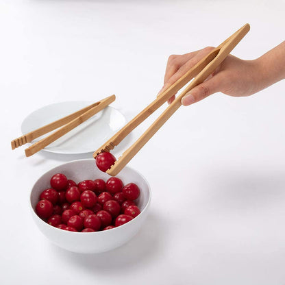 2 Pieces Bamboo Toast Tongs, 10.2 Inches Long Wood Toaster Tongs with Anti-Slip Design, Tongs for Cooking with Cooking Oil Coating6