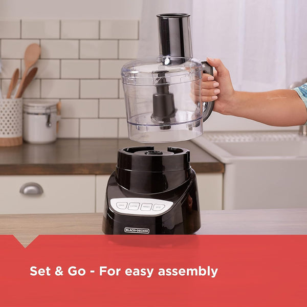 BLACK+DECKER 8-Cup Food Processor, Easy Assembly, Stainless Steel S-Blade, Shred, Slice, Chop, Puree, 450W Motor6