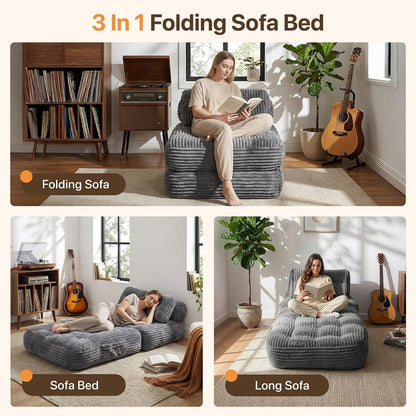 Boneless Chair Folding Sofa Bed, Sleeper Chair, Dark Grey, Single3