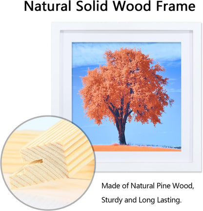 12X12 Picture Frame White, Solid Wood Diamond Art Painting Frames 30X30Cm, Display Pictures 10X10 with Mat or 12 X 12 without Mat, 12X12 Frame for Photos Posters Prints Artworks Puzzles, Wall Hanging4