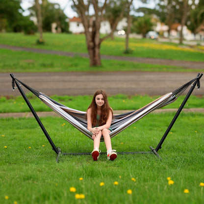 Hammock with Stand for outside | 450Lb Capacity Steel Stand, Premium Carry Bag Included and Two anti Roll Balance Beam6