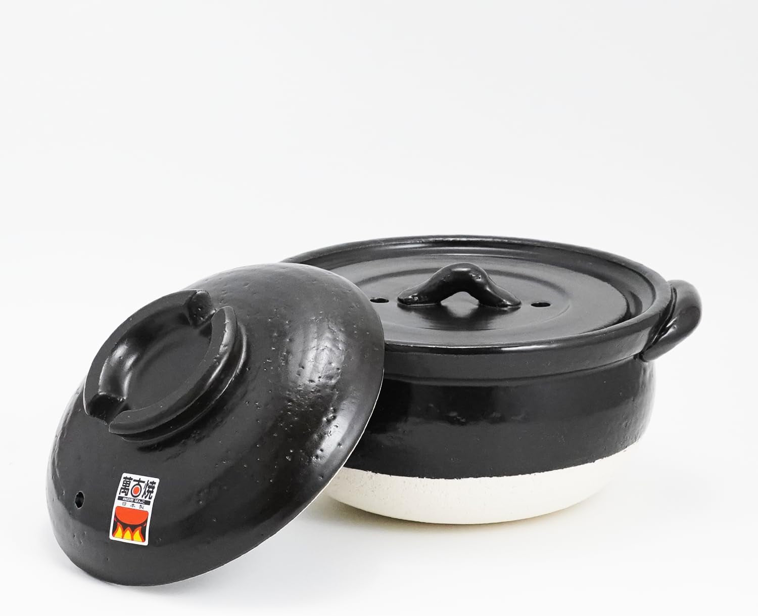 banko-yaki-fluffy-rice-pot-earthenware-rice-cooker-with-inner-lid-measuring-cup-and-paddle-traditional-japanese-donabe-for-evenly-cooked-rice-mixed-rice-and-porridge-2-gou-serves-2-to-3-people