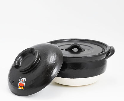Banko-Yaki Fluffy Rice Pot, Earthenware Rice Cooker with Inner Lid Measuring Cup and Paddle, Traditional Japanese Donabe for Evenly Cooked Rice, Mixed Rice, and Porridge (2-Gou/Serves 2 to 3 People)2