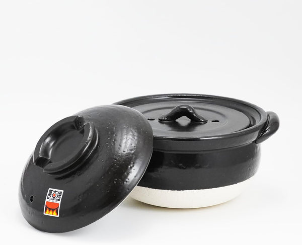 Banko-Yaki Fluffy Rice Pot, Earthenware Rice Cooker with Inner Lid Measuring Cup and Paddle, Traditional Japanese Donabe for Evenly Cooked Rice, Mixed Rice, and Porridge (2-Gou/Serves 2 to 3 People)2
