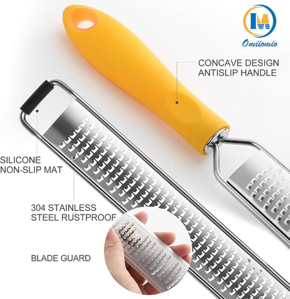 Lemon Zester & Heavy Duty Cheese Grater & Vegetable Grater — Parmesan Cheese Lemon, Garlic, Nutmeg, Chocolate, Fruits, Vegetables, Ginger - Cheese Shredder & Stainless Steel Grater3