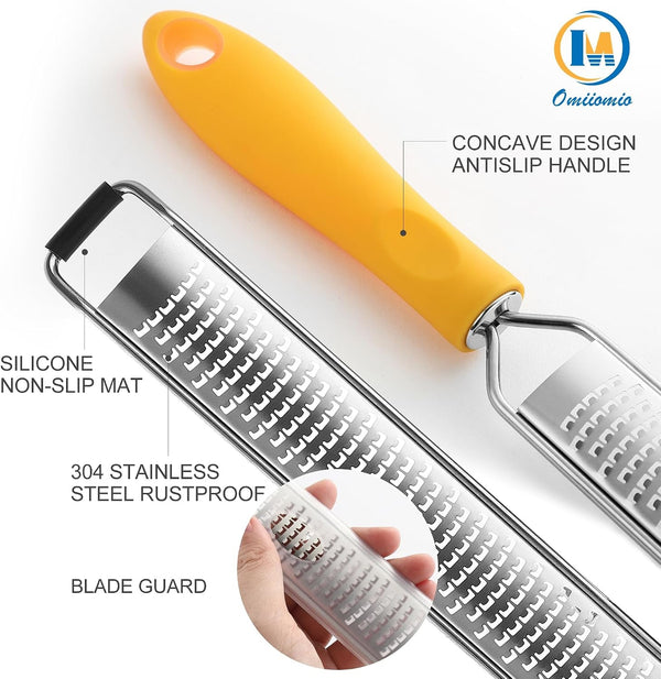 Lemon Zester & Heavy Duty Cheese Grater & Vegetable Grater — Parmesan Cheese Lemon, Garlic, Nutmeg, Chocolate, Fruits, Vegetables, Ginger - Cheese Shredder & Stainless Steel Grater3