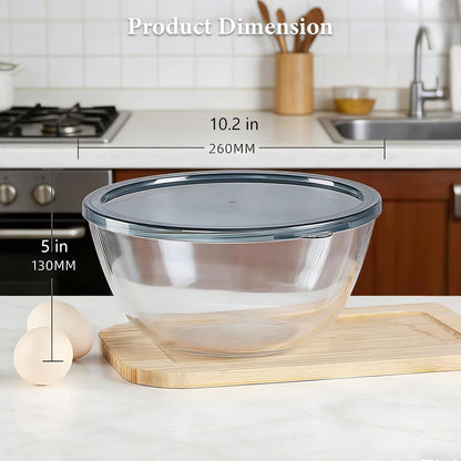 Large Glass 4.7Qt Glass Mixing Bowl for Sourdough Bread Making with Lid, Clear Glass Proofing Bowl, Large Bread Dough Bowl for Kitchen & Storage2