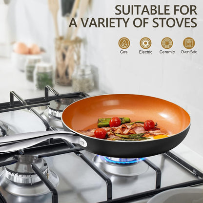 Frying Pan with Lid, Nonstick 8 Inch Frying Pan with Ceramic Titanium Coating, Copper Fry Pan with Lid, Small Fry Pan 8 Inch, Nonstick Fry Pans4