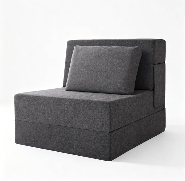 Folding Sofa Bed, Convertible Sleeper Chair with Pillow, Fold Out Chair Bed, High-Density Foam Floor Couch Bed, Foldable Futon Couch Lounge for Living Room (Grey, Single)8
