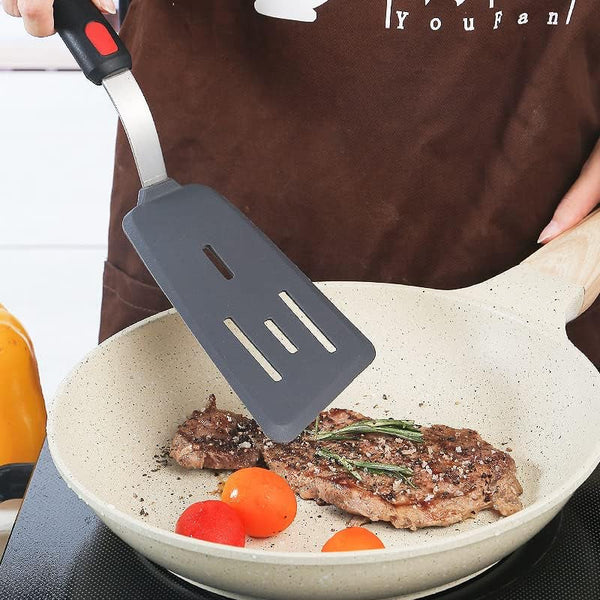 Silicone Spatula Turner Set of 3, Heat Resistant 600°F & Bpa-Free Flexible Rubber Spatulas for Nonstick Cookware, Kitchen Utensils for Flipping Eggs, Fish, Burgers, Pancakes, Cookie, Crepes6