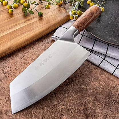 Cleaver Knife,Meat Cleaver 4Cr13Mov Chef Knife 7 Inch Chinese Kitchen Knives Meat Fish Vegetables Slicing Knife Super Sharp Blade Rosewood Cleaver (Color : Slicing Knife)4