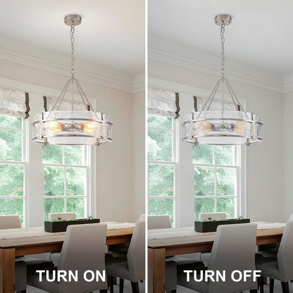 20.47" Modern Glass Chandelier for Dining Room, Brushed Nickel Textured5