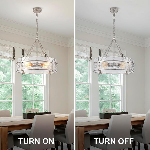 20.47" Modern Glass Chandelier for Dining Room, Brushed Nickel Textured5