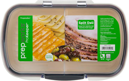 Split Deli Food Storage Container with Air-Tight Silicone Seal and Dry Erase Compatible Lid, 11.757